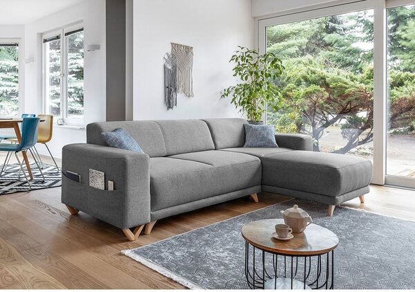 Sivá rozkladacia/s úložným priestorom rohová pohovka Classy Sophie – Miuform
