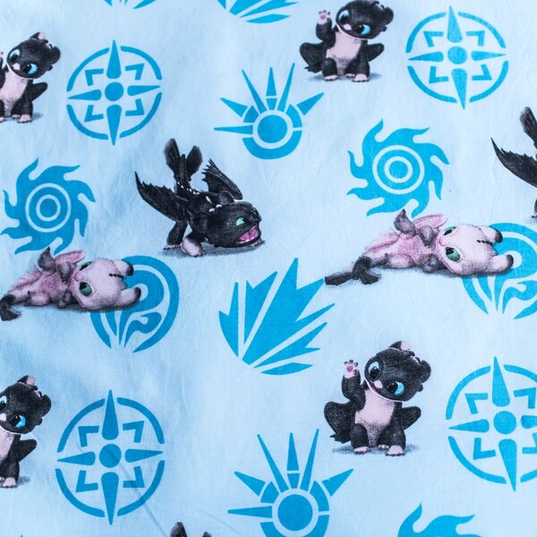 Modré bavlnené detské obliečky do postieľky 100x135 cm How to Train Your Dragon Babies
