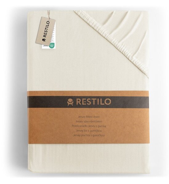 Biela/krémová napínacia plachta jersey 180x200 cm Amber – Restilo