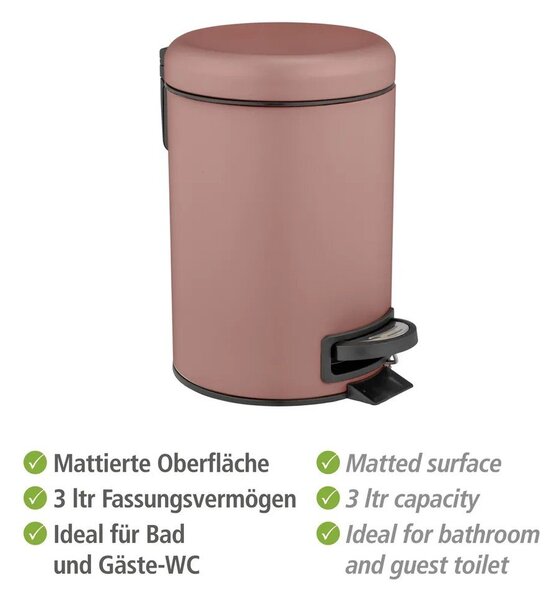 Pedálový oceľový odpadkový kôš v lososovej farbe 3 l Leman – Wenko