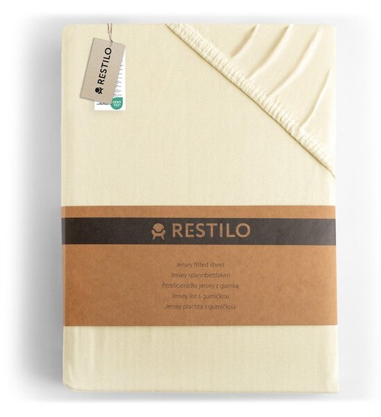 Krémová napínacia plachta jersey 240x200 cm Amber – Restilo