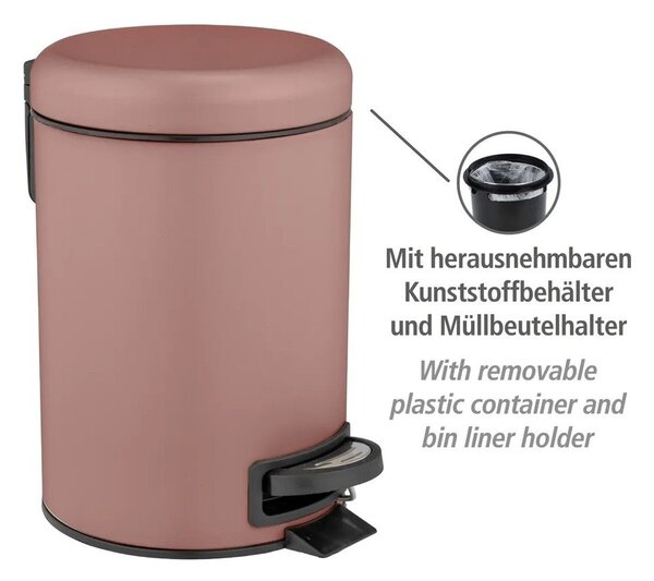 Pedálový oceľový odpadkový kôš v lososovej farbe 3 l Leman – Wenko