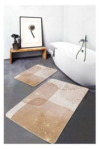 Béžové zamatové kúpeľňové predložky v súprave 2 ks 60x100 cm – Mila Home