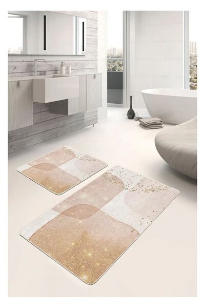 Béžové zamatové kúpeľňové predložky v súprave 2 ks 60x100 cm – Mila Home