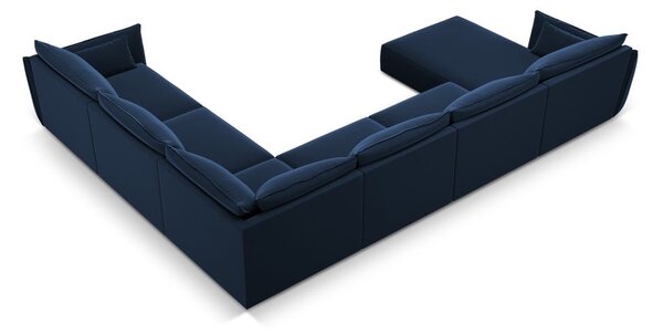 Tmavomodrá zamatová rohová pohovka (pravý roh/do "U") Vanda – Mazzini Sofas