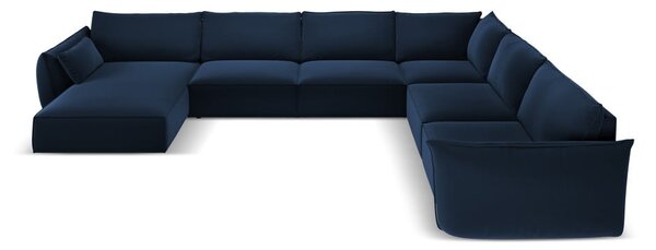 Tmavomodrá zamatová rohová pohovka (pravý roh/do "U") Vanda – Mazzini Sofas
