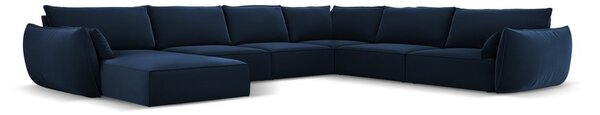 Tmavomodrá zamatová rohová pohovka (pravý roh/do "U") Vanda – Mazzini Sofas