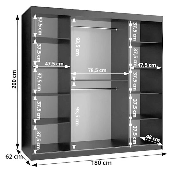 Šatníková skriňa Rubino V2 180x200x62 - orech warmia
