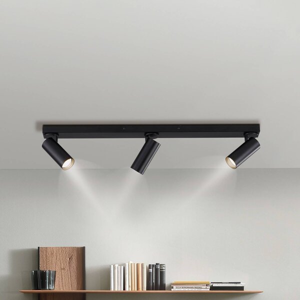 Stropné bodové svetlá RIK, čierny, 3-pl., 89 cm, kov, GU10-LED, Čierna, Obývacia izba / jedáleň, Hliník, Moderný, Stropné svetlo polkruhové s priestorom