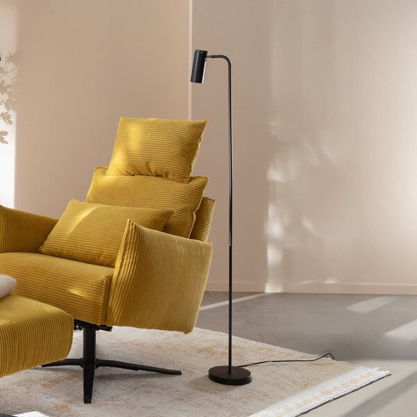Stojacia lampa RIK, čierna, výška 140 cm, kov, GU10-LED, Čierna, Obývacia izba / jedáleň, Hliník, Moderný, Stolová lampa