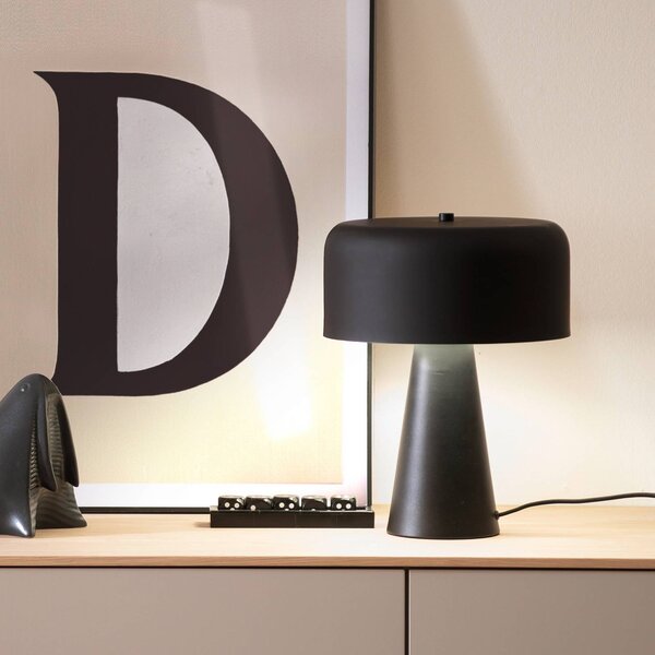 Stolová lampa PENTO, čierna, výška 35 cm, kov, E27, Čierna, Obývacia izba / jedáleň, kov, Moderný, Stojacie svietidlo