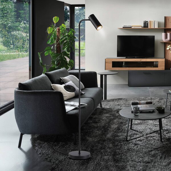 Stojacia lampa RIK, čierna, výška 140 cm, kov, GU10-LED, Čierna, Obývacia izba / jedáleň, Hliník, Moderný, Stolová lampa