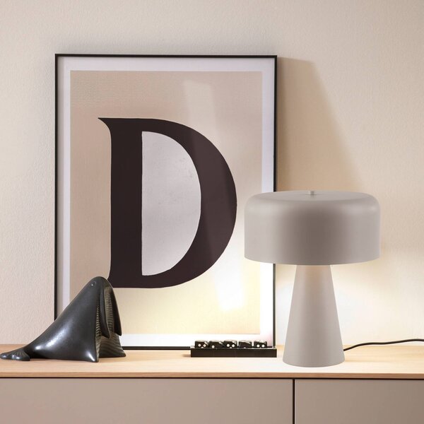Stolová lampa PENTO, béžová, výška 35 cm, kov, E27, Krémová / jantárovo žltá, Obývacia izba / jedáleň, kov, Moderný, Stojacie svietidlo