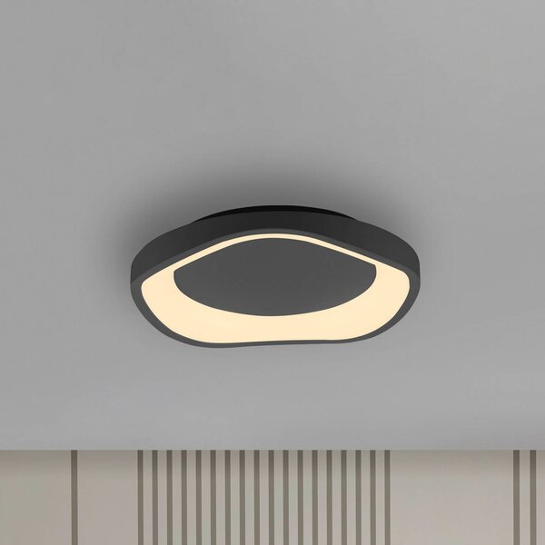 Stropné LED svetlo MONTA, čierne, Ø 40 cm, kov, Switchdim, Čierna, Obývacia izba / jedáleň, kov, Moderný, Závesné svietidlo