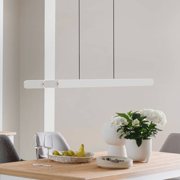 LED závesné svietidlo ADRIANA ROUND, biela, dĺžka 160 cm, kov, Biela / opálová, Obývacia izba / jedáleň, Hliník, Moderný, Závesné svietidlo