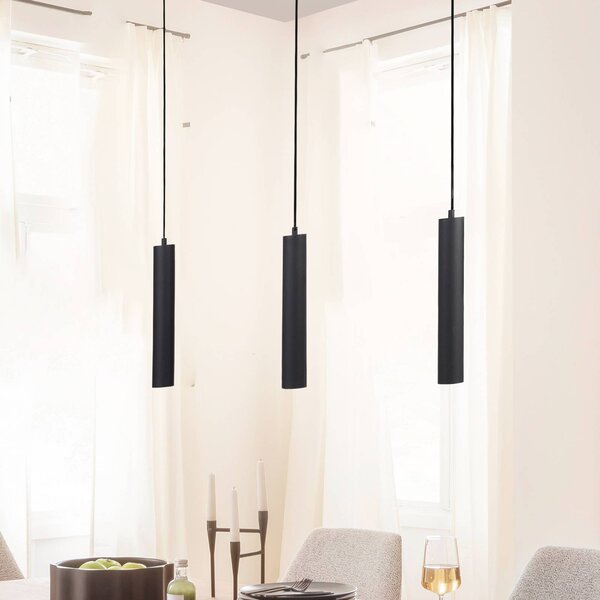 LED závesné svietidlo DANTE, čierna, 3 x GU10, dĺžka 90 cm, kov, Čierna, Obývacia izba / jedáleň, kov, Moderný, Závesné svietidlo