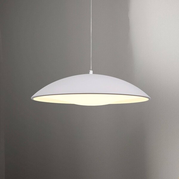 LED závesné svietidlo LENTE, biele, Ø 40 cm, kov, Switchdim, Biela / opálová, Obývacia izba / jedáleň, kov, Moderný, Závesné svietidlo