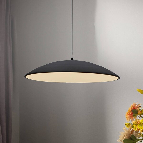LED závesné svietidlo LENTE, čierne, Ø 50 cm, kov, Switchdim, Čierna, Obývacia izba / jedáleň, kov, Moderný, Závesné svietidlo