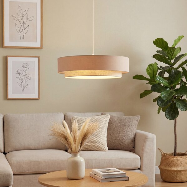 Moderné závesné svietidlo béžové s prírodnou farbou 50 cm 3-svetlá - Drum Duo
