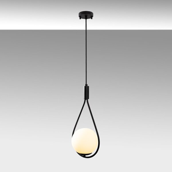 Čierne závesné svietidlo so skleneným tienidlom Sessiz – Opviq lights