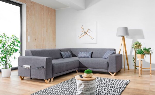 Sivá rozkladacia/s úložným priestorom rohová pohovka (pravý roh/do L) Classy Sophie – Miuform