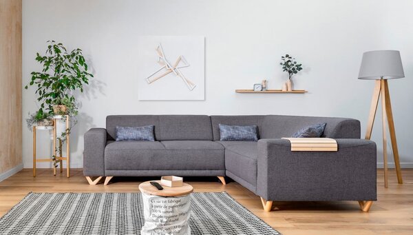 Sivá rozkladacia/s úložným priestorom rohová pohovka (pravý roh/do L) Classy Sophie – Miuform
