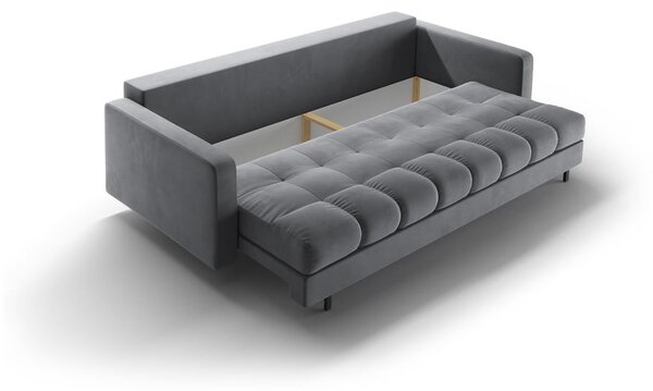 Svetlosivá zamatová rozkladacia/s úložným priestorom pohovka 222 cm Bali – Cosmopolitan Design