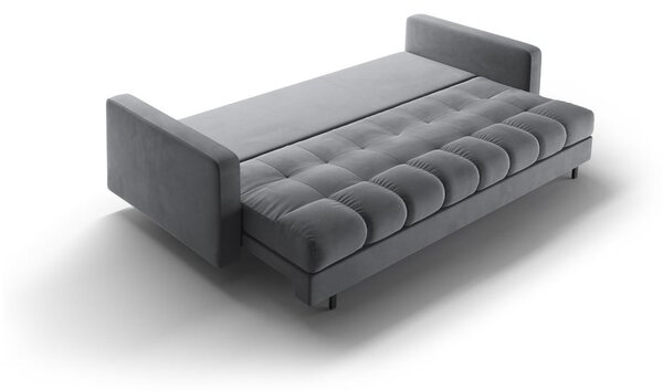 Svetlosivá zamatová rozkladacia/s úložným priestorom pohovka 222 cm Bali – Cosmopolitan Design