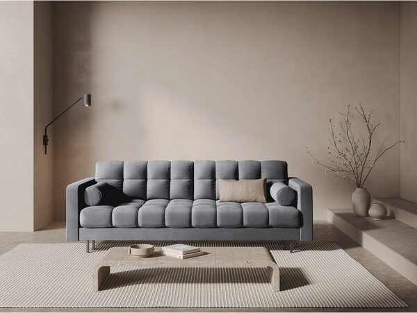 Svetlosivá zamatová rozkladacia/s úložným priestorom pohovka 222 cm Bali – Cosmopolitan Design