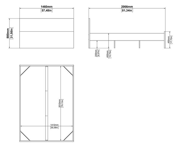 Dvojlôžková posteľ v dekore duba bez roštu 140x200 cm v prírodnej farbe Naia – Tvilum