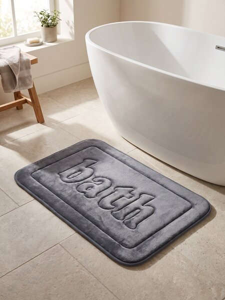 Sinsay - Kúpeľňový koberec s nápisom Bath - tmavosivá