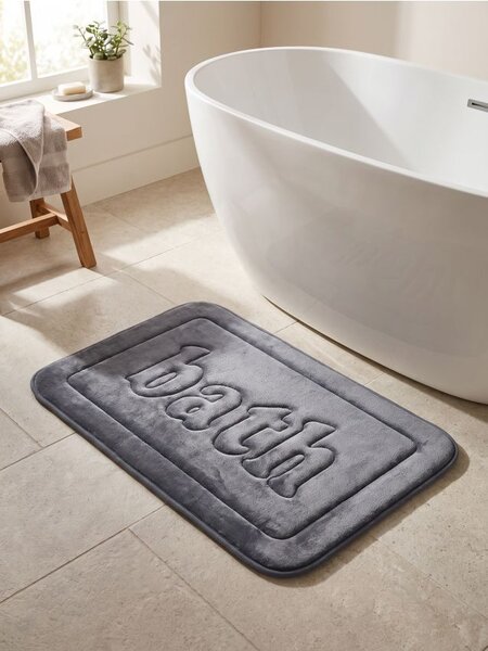Sinsay - Kúpeľňový koberec s nápisom Bath - tmavosivá