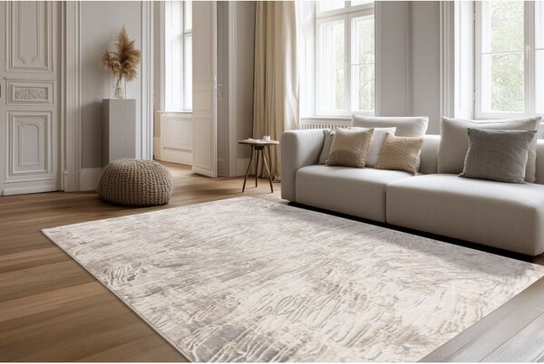 Svetlý abstraktný koberec CHalet Pierre Cardin 703 Beige Silver 0,80 x 1,50 m