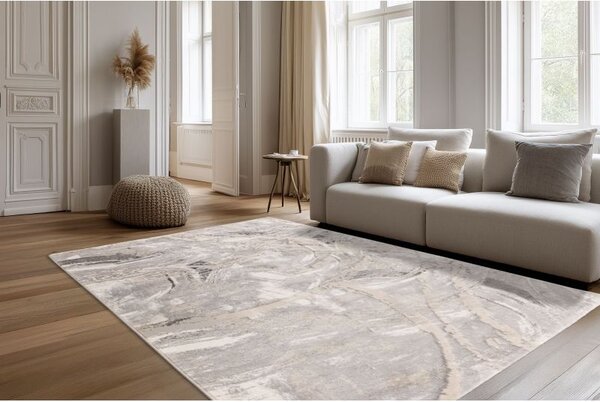 Svetlý abstraktný koberec CHalet Pierre Cardin 701Silver 0,80 x 1,50 m