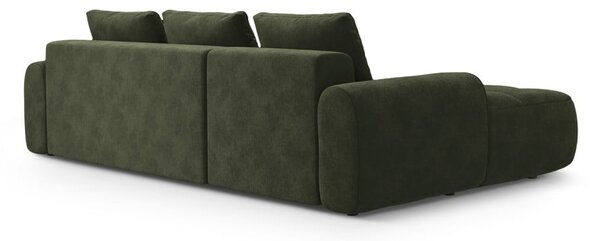 Zelená zamatová rozkladacia/s úložným priestorom rohová pohovka (ľavý roh/s leňoškou) Linz – Cosmopolitan Design