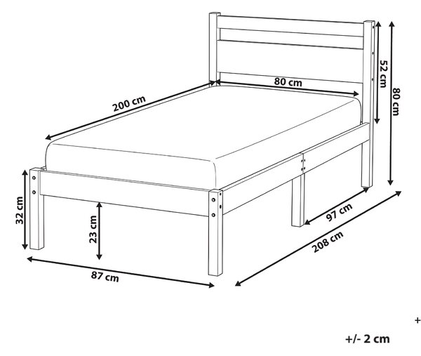 Posteľ svetlohnedá borovicové drevo 80 x 200 cm s čelom a lamelovým roštom minimalistický škandinávsky štýl spálňa