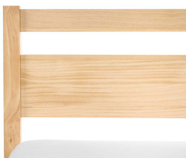 Posteľ svetlohnedá borovicové drevo 90 x 200 cm s čelom a lamelovým roštom minimalistický škandinávsky štýl spálňa