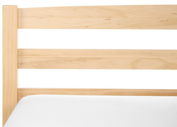 Posteľ svetlohnedá borovicové drevo 120 x 200 cm s čelom a lamelovým roštom minimalistický škandinávsky štýl spálňa