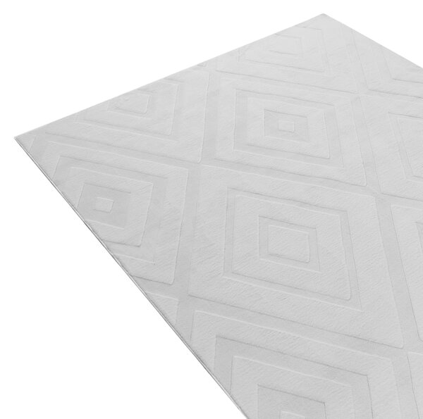 Koberec sivobéžová látka 160 x 230 cm žakárový obdĺžnikový tvar kosoštvorcový geometrický vzor moderný štýl obývacia izba spálňa