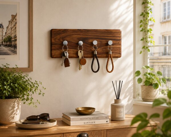 Vešiak na kľúče Tina s 4 háčikmi 25x10x2,5 indický masív palisander