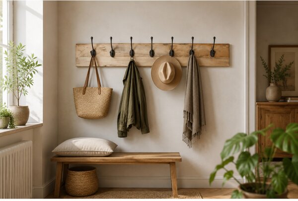 Vešiak Devi s 7 háčikmi 100x15x2,5 indický masív mango
