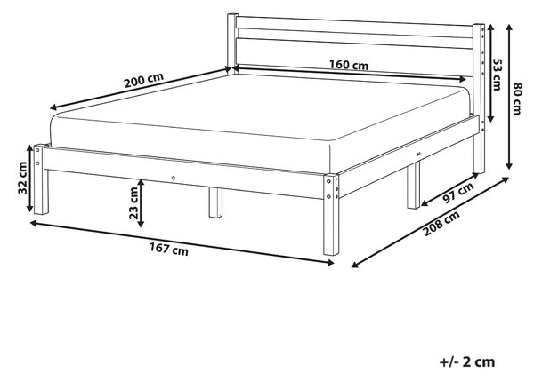 Posteľ svetlohnedá borovicové drevo 160 x 200 cm s čelom a lamelovým roštom minimalistický škandinávsky štýl spálňa