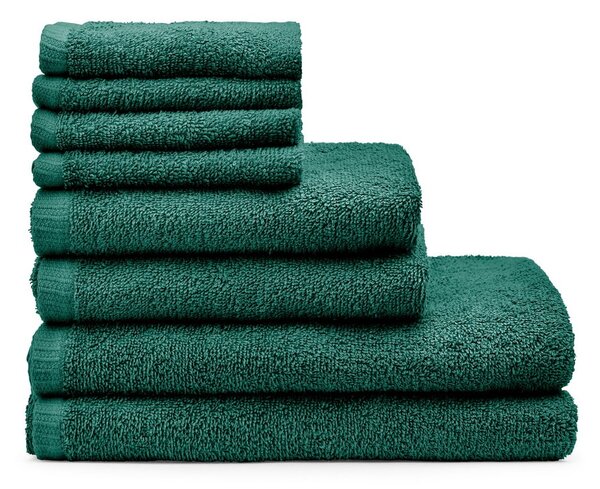 Tmavozelené rýchloschnúce/froté bavlnené uteráky a osušky v súprave 8 ks Quick Dry – Catherine Lansfield