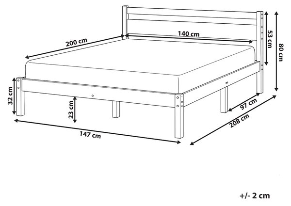 Posteľ svetlohnedá borovicové drevo 140 x 200 cm s čelom a lamelovým roštom minimalistický škandinávsky štýl spálňa