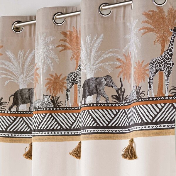 Hnedý/v prírodnej farbe bavlnený záves 140x240 cm Kenya Lodge – douceur d'intérieur