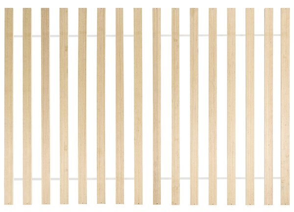 Posteľ svetlohnedá borovicové drevo 140 x 200 cm s čelom a lamelovým roštom minimalistický škandinávsky štýl spálňa