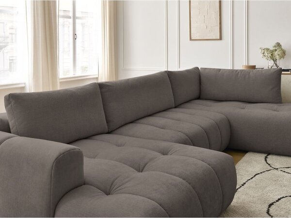 Taupe rozkladacia/s úložným priestorom rohová pohovka (pravý roh/do tvaru "U") Fuji – Bobochic Paris