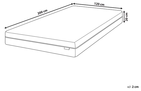 Matrac z pamäťovej peny biely 120 x 200 cm stredne tvrdý so snímateľným poťahom na zips
