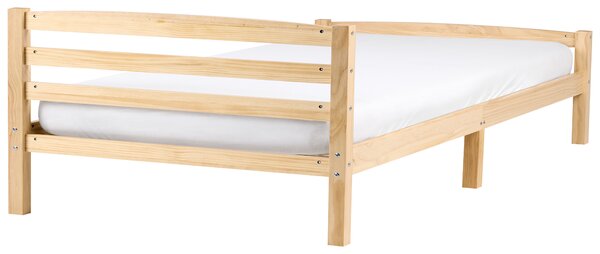 Posteľ svetlohnedá borovicové drevo 120 x 200 cm s čelom a lamelovým roštom minimalistický škandinávsky štýl spálňa