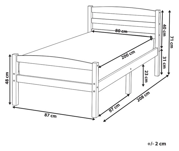 Posteľ svetlohnedá borovicové drevo 80 x 200 cm s čelom a lamelovým roštom minimalistický škandinávsky štýl spálňa